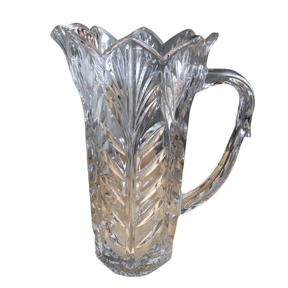 Fifth Avenue PORTICO 38oz 9.25” Cut Crystal Pitcher Scallop Petal Flared Rim NEW